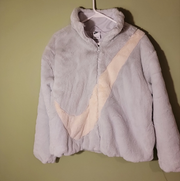 Nike Other - NWT Nike Women’s Oversized Faux Fur Swoosh Jacket